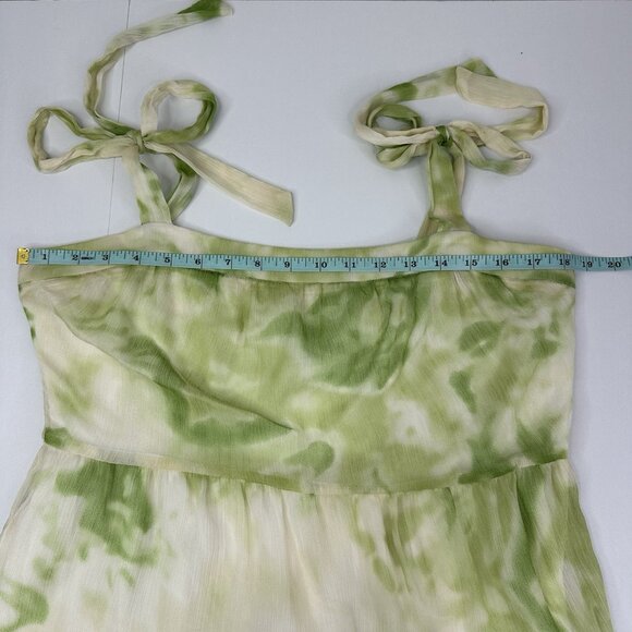 Line & Dot Women's Green Chiffon Tiered Square Neck Luxury Palm Maxi Dress L/C37 - Picture 12 of 16